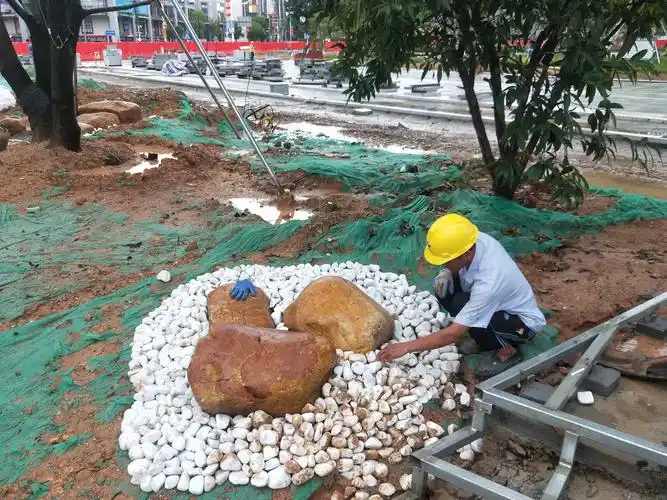 ii标段(十七冶) 雨水花园景观石摆放
