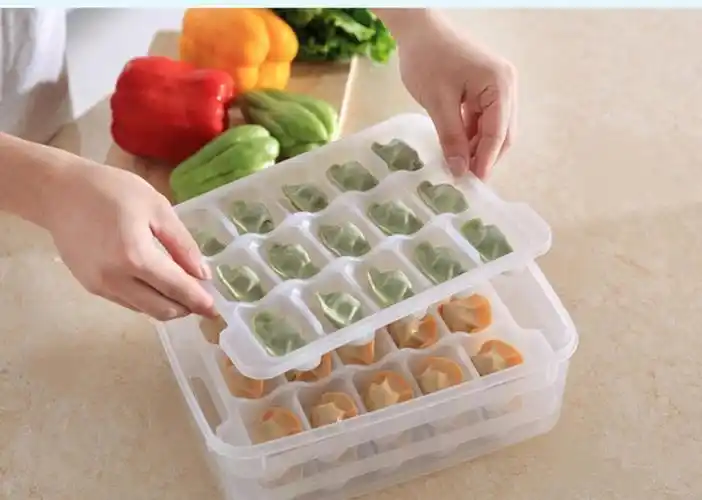 厨房收纳饺子盒多层分格饺子托盘 透明塑料