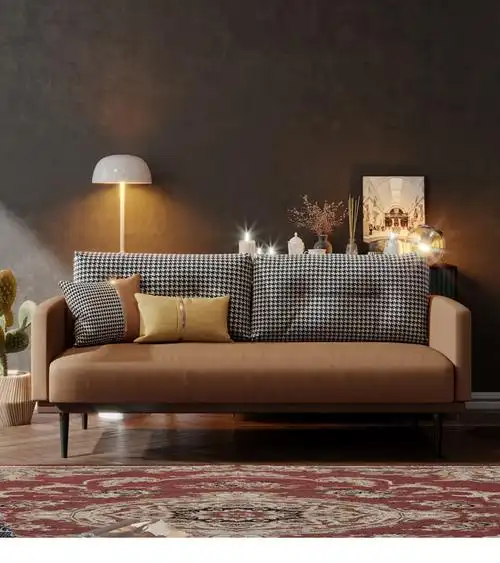 科技布沙发小户型简约客厅双人2021年新款北欧三人ins风布艺 沸点橙