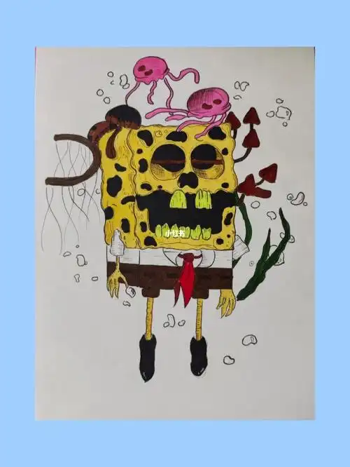 暗黑海绵宝宝简笔画