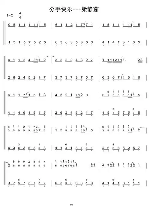 梁静茹 分手快乐 初学者c调简易版 钢琴双手简谱 钢琴简谱 钢琴谱