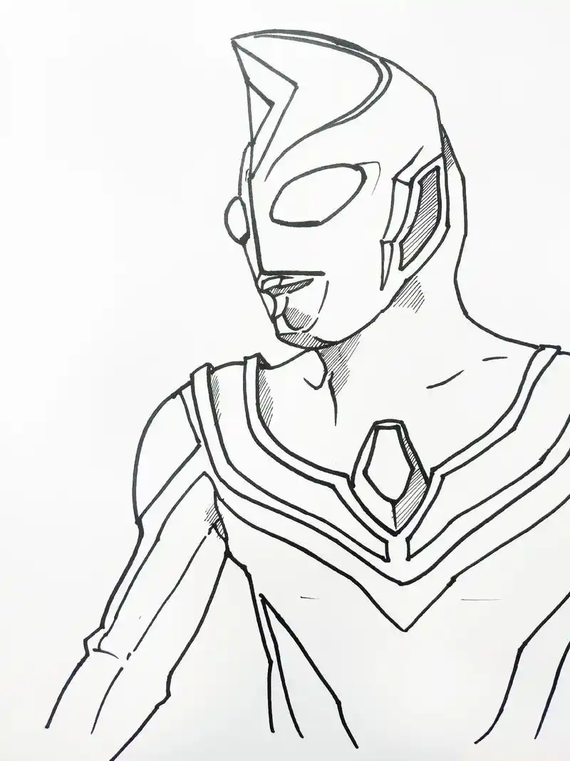 手绘 #奥特曼#线描 这首歌确实很好听——只想守护你 - 抖音