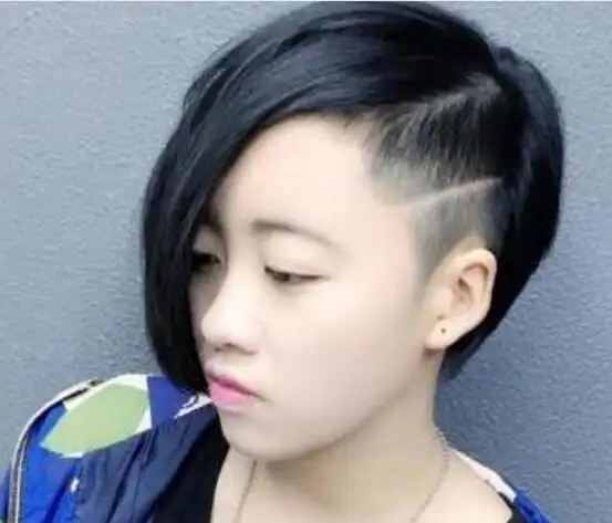 时髦短发一边长一边短造型图片(2)_短发发型_西子美发网