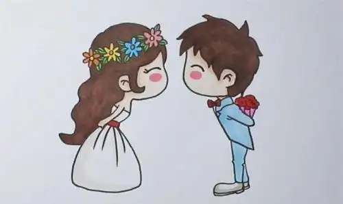 上面就是卡通结婚简笔画的绘画教学了,我们在对结婚的新娘新郎进行