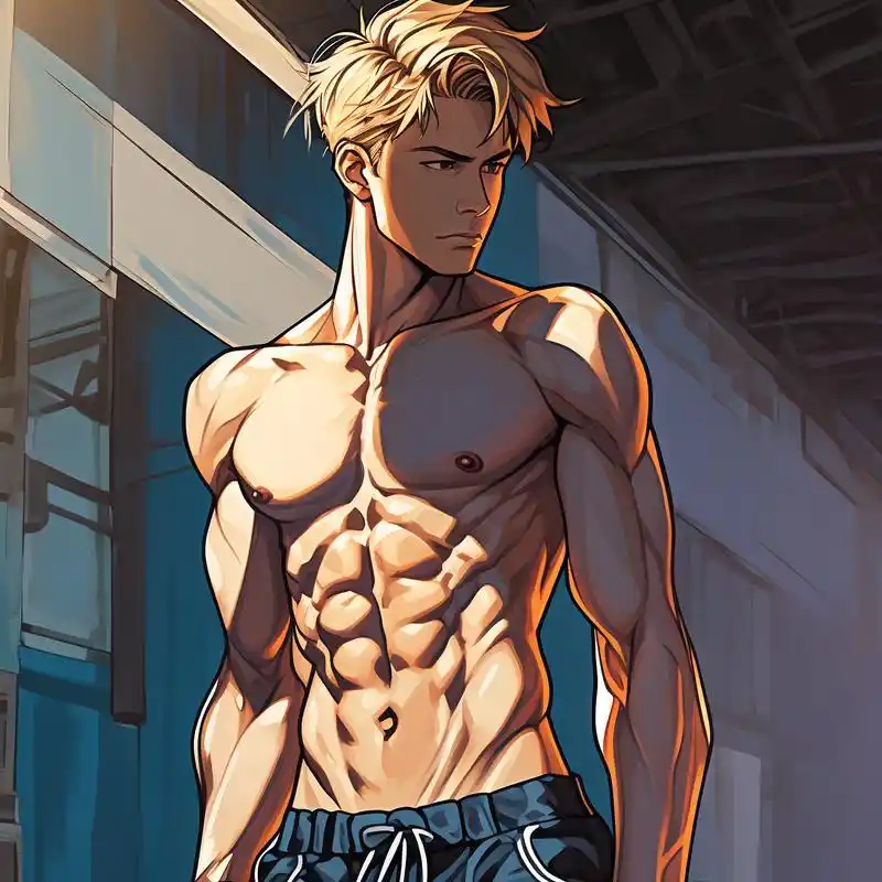 超酷的一格漫画风腹肌男生头像90