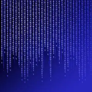蓝色背景上的二进制代码照片