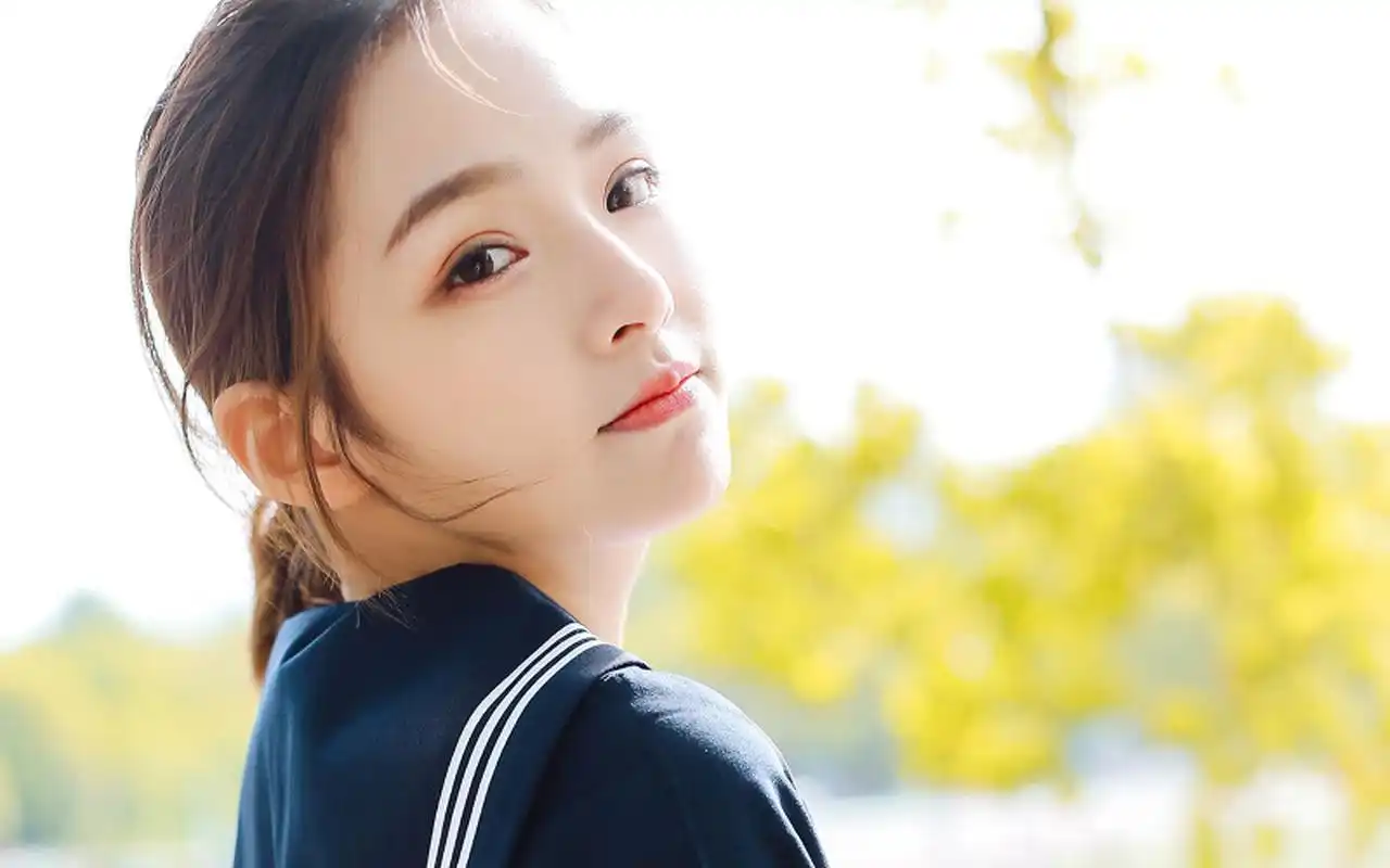 jk制服美女清新养眼写真图片桌面壁纸