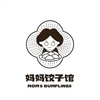 手绘卡通妈妈饺子馆logo