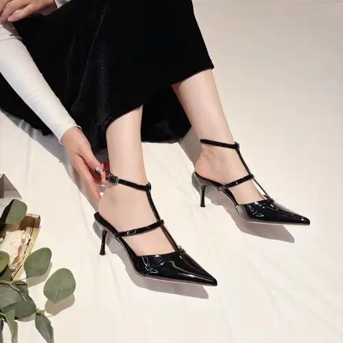 2024年春夏欧美新款尖头细跟浅口宴会高跟鞋通勤性感女凉鞋-阿里巴巴