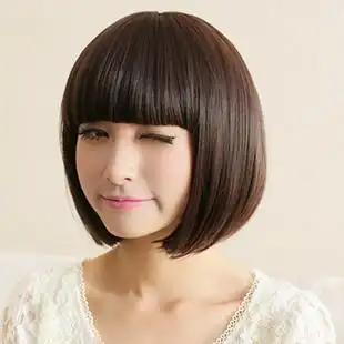 璐曼假发女时尚短发蓬松bobo头齐刘海短直发套修脸包邮30209