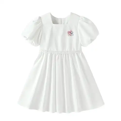 史努比snoopy女童连衣裙夏季小女孩韩版泡泡袖公主裙日常儿童裙子gbd