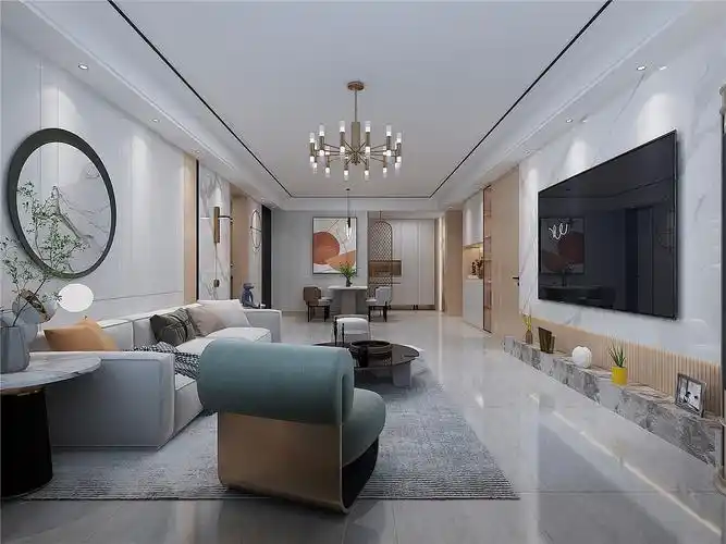 泰安吾悦华府160平现代风格装修设计效果图案例