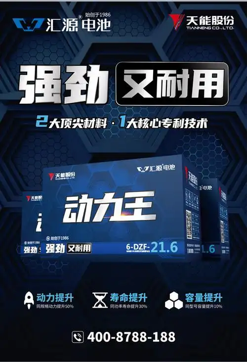 天能铅酸动力电池汇源动力王电动自行车电池