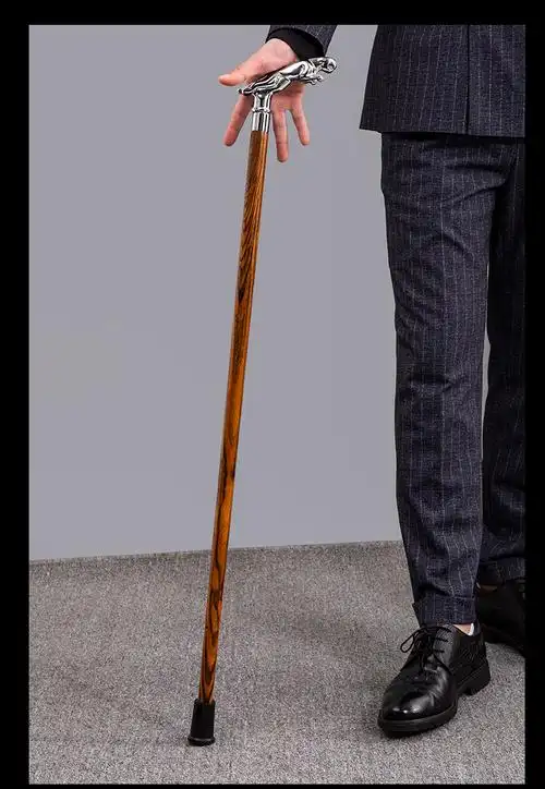 老人拐杖手杖实木豹头走秀手杖拐棍檀木f防滑拐杖礼品豹头款