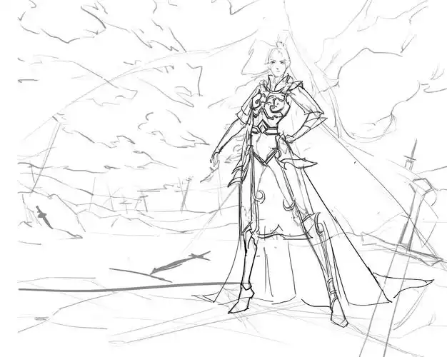 一个女将军的绘画过程图|插画|游戏原画|崔十二 - 原创作品 - 站酷