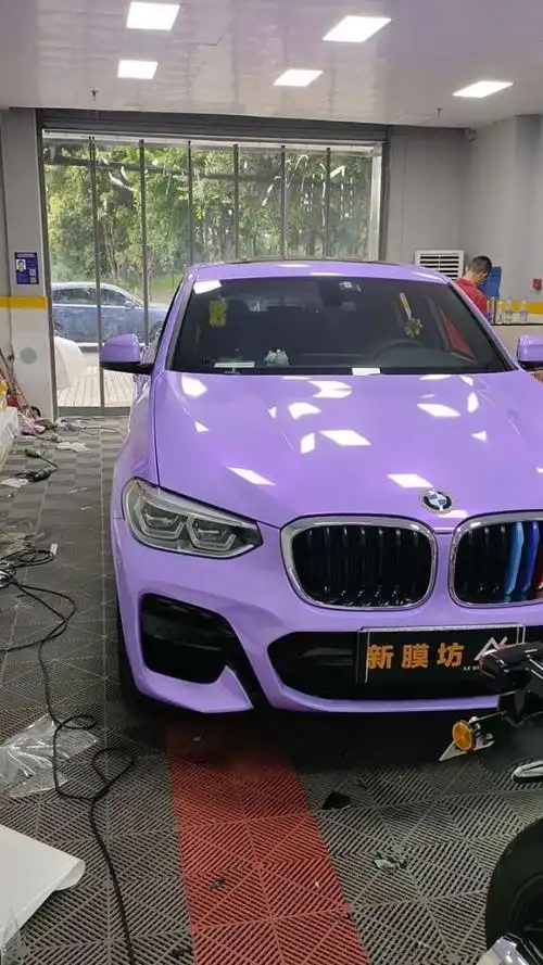 宝马x4全车改色贴膜梦幻紫
