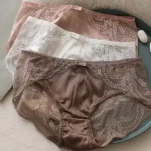 100%桑蚕丝透气舒适平角裤新品100%桑蚕丝大码高腰女士真丝内裤 性感