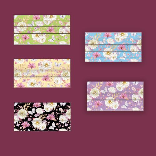 网红一次性三层花朵蝴蝶印花口罩女高颜值时尚创意个性口鼻面罩夏