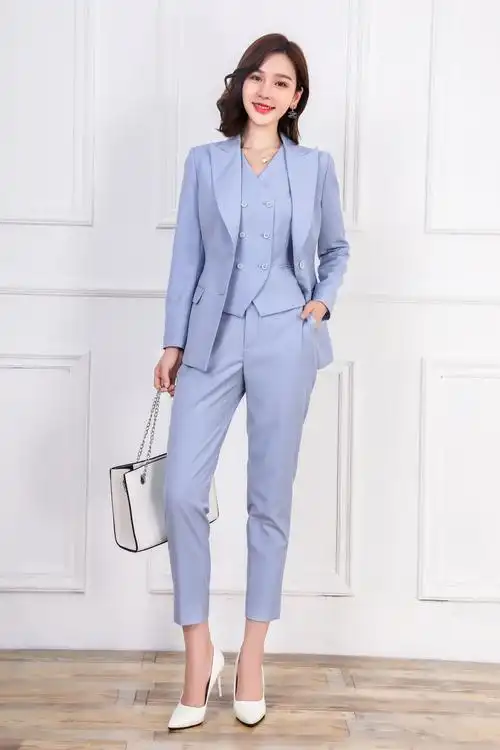时尚女西服套装量身定制女士高端西服三件套气质修身职业西装优惠券