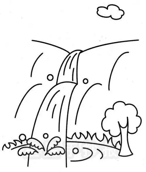 黄果树大瀑布简笔画步骤