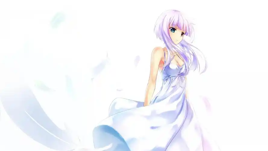 羽毛,白色背景,女孩,艺术,动漫图片,4k高清动漫图片,娟娟壁纸