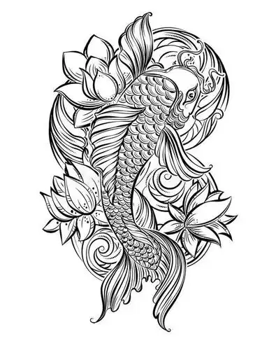 纹身手稿 - 鲤鱼纹身手稿图案