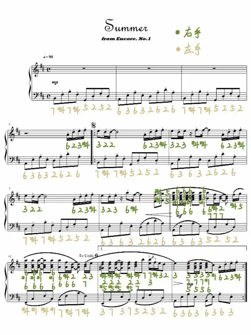 原调.菊次郎的夏天《summer》钢琴谱(附双手简谱)～|| - 抖音
