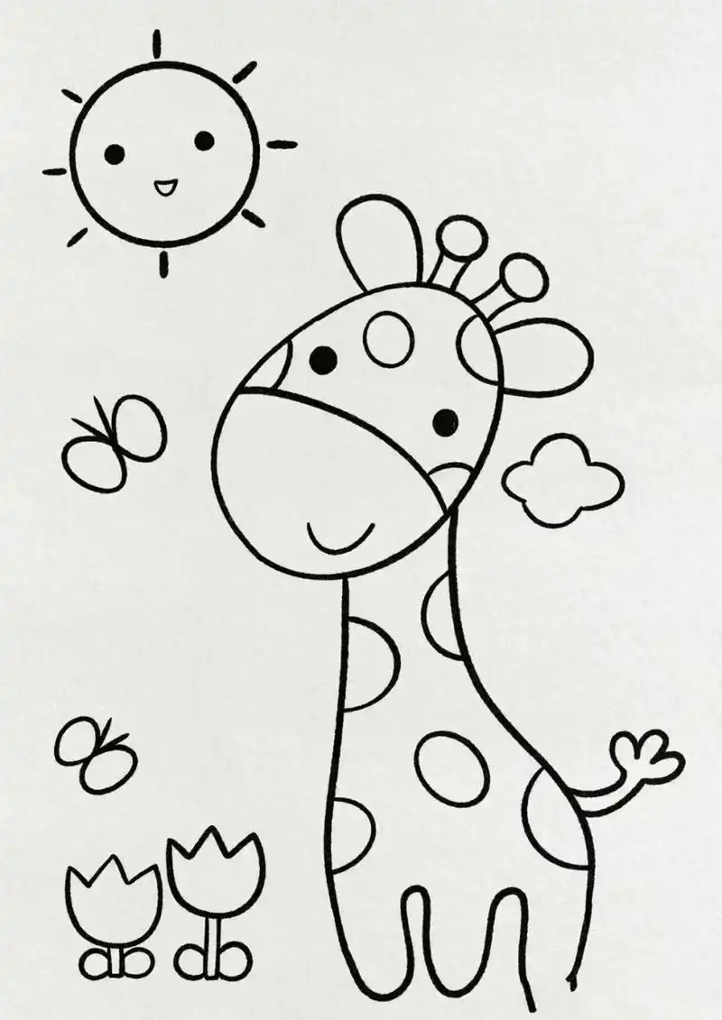 小班简笔画涂色  今天给他们找的是一副相对更难一点的图片,有画面感