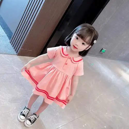 纯棉】女童宝宝连衣裙夏季儿童娃娃领公主裙中小女孩夏装裙子 - 17网