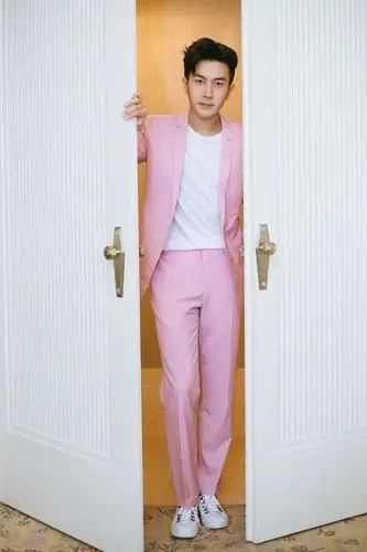刘恺威粉色西装帅气活动照图片