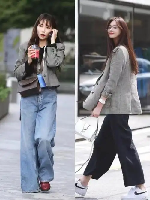 收腰西装 阔腿裤