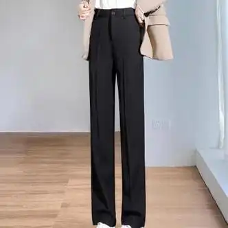 禹秀大学生正装阔腿西装裤女新款宽松垂感高腰显瘦职业通勤休闲裤子
