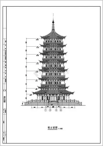 某古建七层八角玲珑宝塔建筑全套施工图