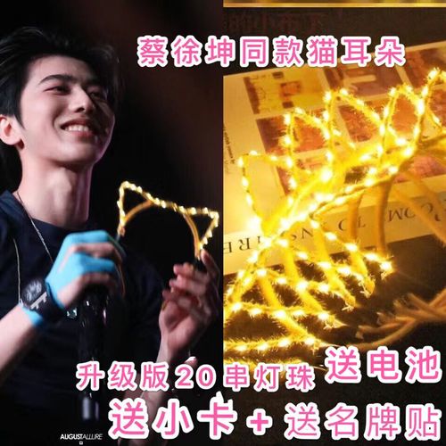 蔡徐坤ikun海报发箍小猫咪发光猫耳朵头箍头饰海报手幅演唱会周边