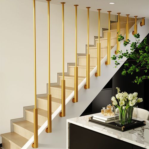 轻奢楼梯扶手现代简约复式别墅室内侧装栏杆立柱极简自装阁楼护栏