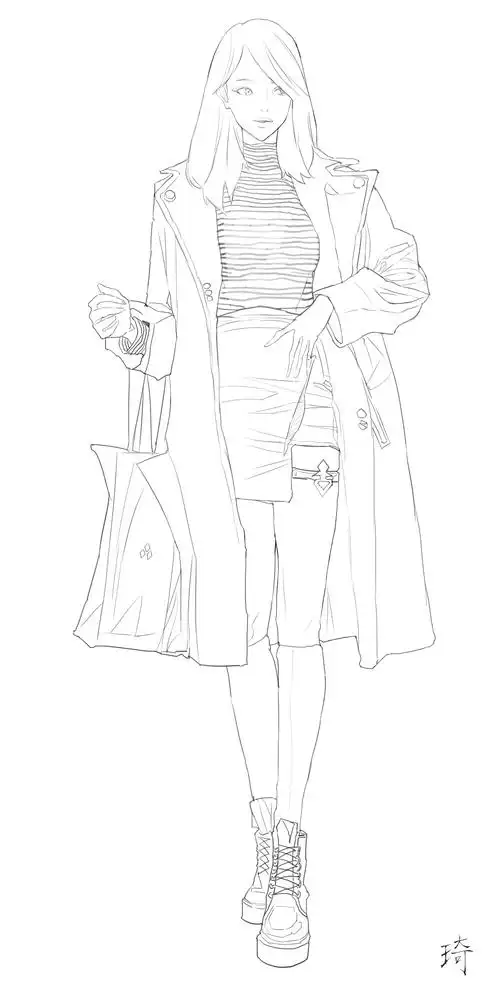 线稿各种小姐姐