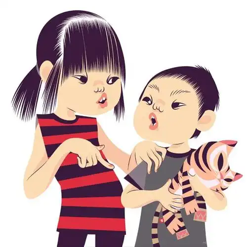 kids姐弟情插画
