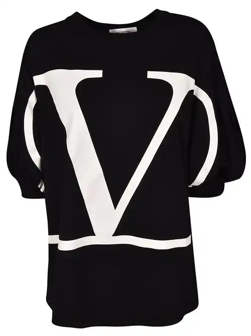 valentino oversized logo print top - 黑色