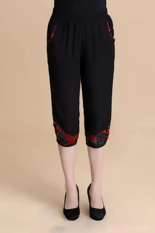 中老年女装夏装裤子妈妈中年女裤子中老年休闲裤女大码七分裤子图片