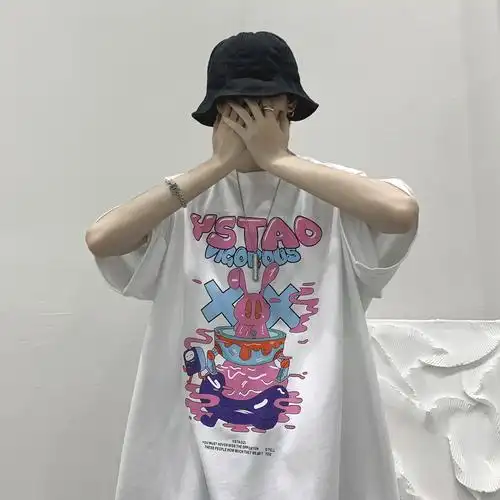 2021新款彩绘涂鸦短袖t恤男潮牌潮流ins超火设计感情侣半袖上衣服