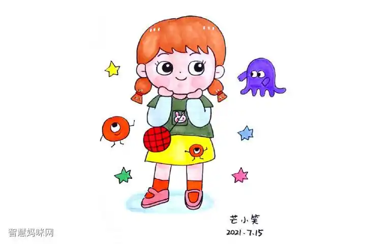 打扮打扮一起去过六一吧一组漂亮的小朋友简笔画图片