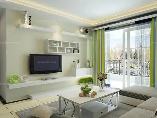 电视背景墙白色电视柜100㎡茶几背景墙现代茶几客厅背景墙清新亮丽的