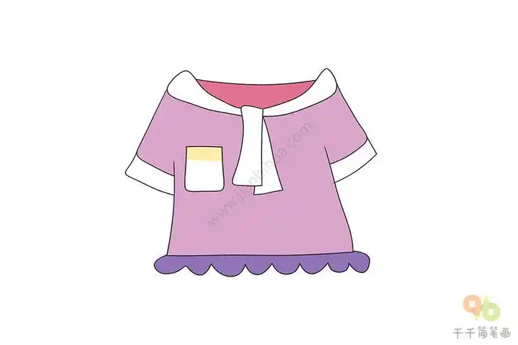 粉色花边半袖简笔画