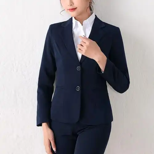 面试大学生工装秋冬职业套装黑色工作服正装西服女士西装外套大码