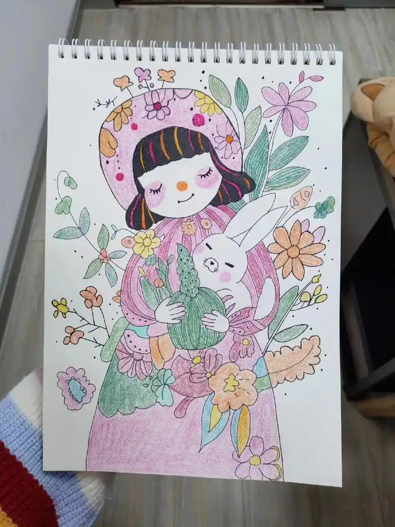 彩铅画‖天真.临摹素材:momo艺术(94插画博主) 78最开 - 抖音