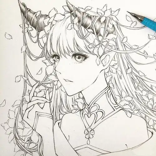 人物黑白动漫素材插画绘画线稿手绘女生男生… - 堆糖,美图壁纸兴趣