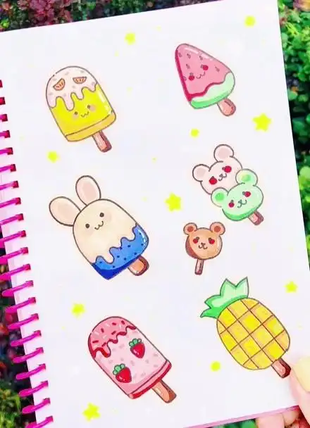 冰淇淋甜点冷饮简笔画