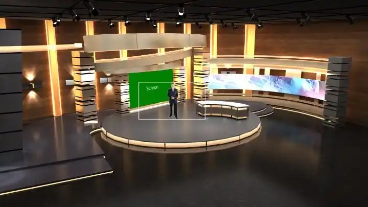 虚拟橙色调虚拟演播室背景 | datavideo virtual set 虚拟背景素材网