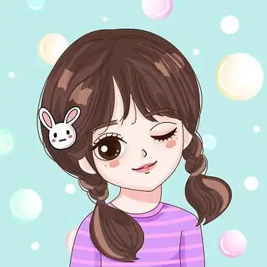 彩色卡通手绘可爱风格女生歪头头像原创插画海报卡通女孩q版可爱