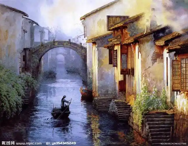 江南水乡水彩画 江南水乡水彩画图片